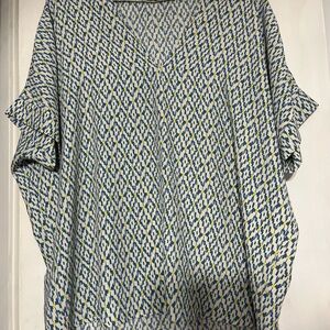 JODIFL Blue and Yellow Patterned Blouse